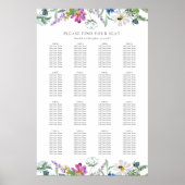 Frühlingsmuster Wildblumen 16 Tabelle Hochzeitssit Poster (Vorne)