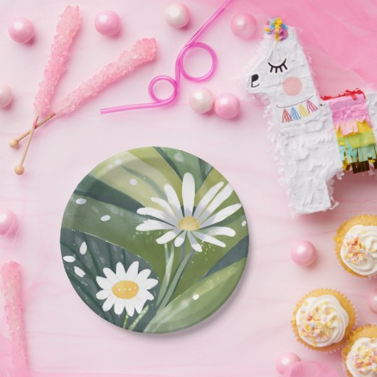 Frühlingsnachrichten | Weißer Blumengarten Pappteller (Party)