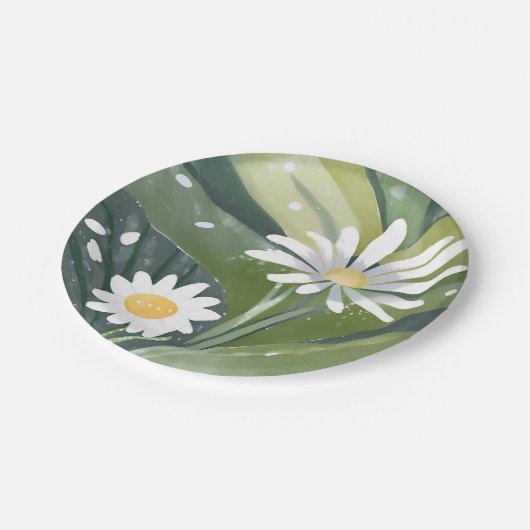 Frühlingsnachrichten | Weißer Blumengarten Pappteller (Schrägansicht)