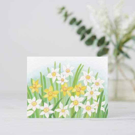 Frühlingsnarzissen postkarte (Stehend Vorderseite)