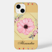 Frühlingsneuheit, orangefarbene Grafik, rosa Blume Case-Mate iPhone Hülle (Rückseite)