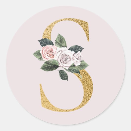 Frühlingsoffensive Rose Goldbuchstaben S Runder Aufkleber (Vorderseite)