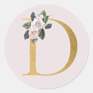 Frühlingsoffensive Rose Goldinitialen Aufkleber D