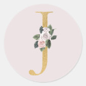 Frühlingsoffensive Rose Goldinitialen Aufkleber J (Vorderseite)