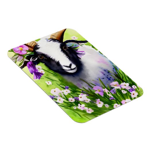 Frühlingsosterziege Kid Floral Wasserfarbe Magnet (Rechte Seite)