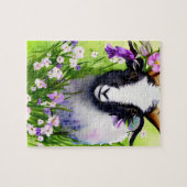 Frühlingsosterziege Kid Floral Wasserfarbe Puzzle (Horizontal)
