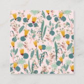 Frühlingspark Botanisches Muster Rosa Quadratische Visitenkarte (Rückseite)