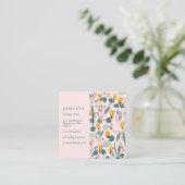 Frühlingspark Botanisches Muster Rosa Quadratische Visitenkarte (Stehend Vorderseite)