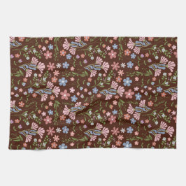 Frühlingspark mit schokoladenbraunem Hintergrund Geschirrtuch