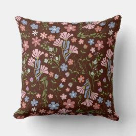 Frühlingspark mit schokoladenbraunem Hintergrund Kissen