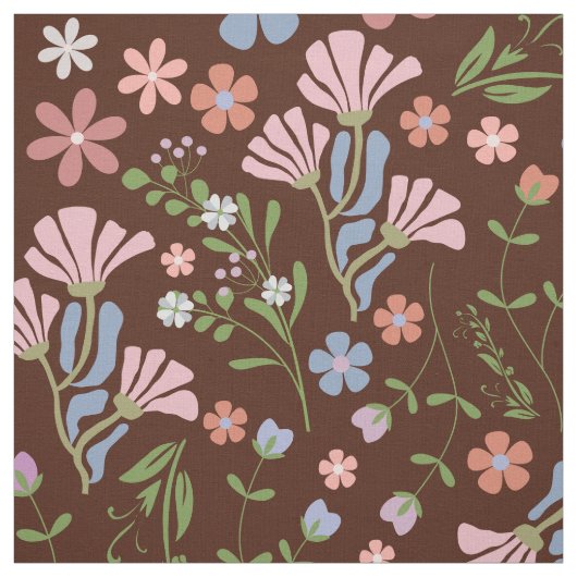 Frühlingspark mit schokoladenbraunem Hintergrund Stoff (Muster)