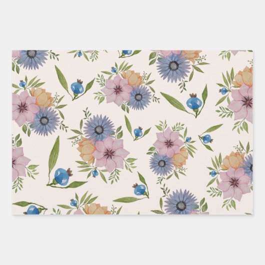 Frühlingspark Wasserfarbe Rosa Geschenkpapier Set (Vorderseite)