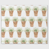 Frühlingspark Weiße Blume im Töpfchen Geschenkpapier (Flach)