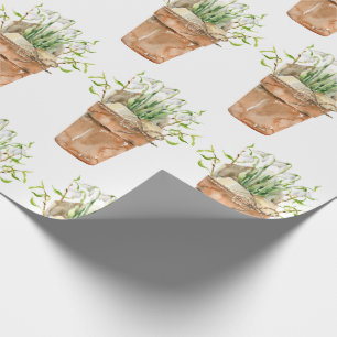 Frühlingspark Weiße Blume im Töpfchen Geschenkpapier
