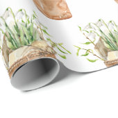 Frühlingspark Weiße Blume im Töpfchen Geschenkpapier (Rolleneckpunkt)