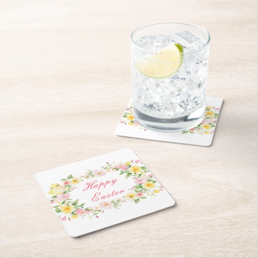 Frühlingsparty mit floraler Ostereiersuche Rechteckiger Pappuntersetzer (Vor Ort)