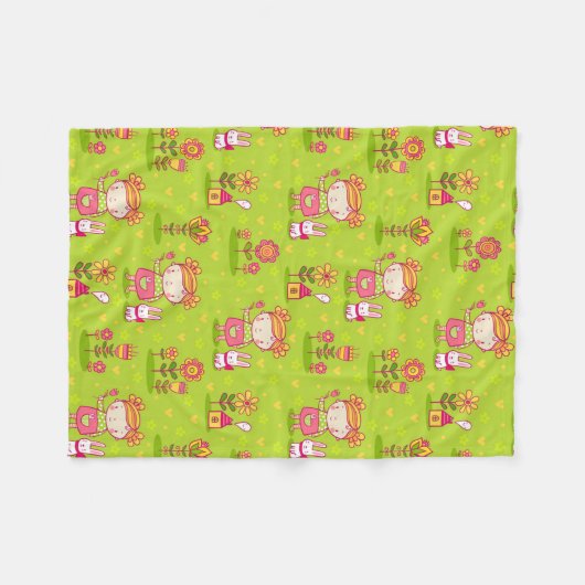 Frühlingspass mit kleinen Mädchen Fleecedecke (Vorderseite (Horizontal))