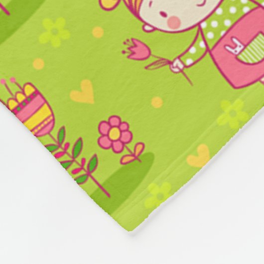 Frühlingspass mit kleinen Mädchen Fleecedecke (Ecke)