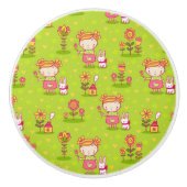 Frühlingspass mit kleinen Mädchen Keramikknauf (Vorderseite)