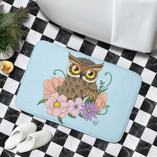 Frühlingspastel Blume Owl Badematte