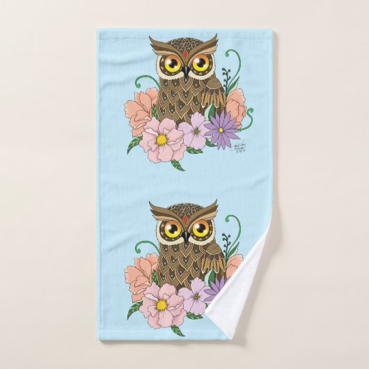 Frühlingspastel Blume Owl Badhandtuch Set (Handtuch)