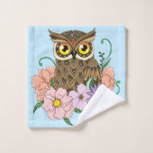 Frühlingspastel Blume Owl Badhandtuch Set (Waschlappen)