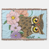Frühlingspastel Blume Owl Decke (Vorderseite)