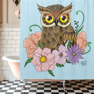 Frühlingspastel Blume Owl Duschvorhang