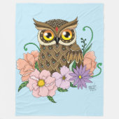 Frühlingspastel Blume Owl Fleecedecke (Vorderseite)