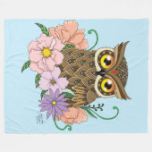 Frühlingspastel Blume Owl Fleecedecke (Vorderseite (Horizontal))