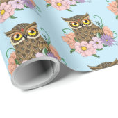 Frühlingspastel Blume Owl Geschenkpapier (Rolleneckpunkt)