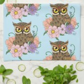Frühlingspastel Blume Owl Geschirrtuch (Gefaltet)