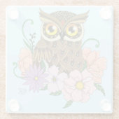 Frühlingspastel Blume Owl Glasuntersetzer (Rückseite)