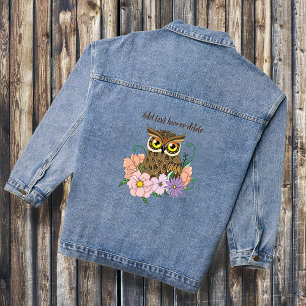 Frühlingspastel Blume Owl Jeansjacke