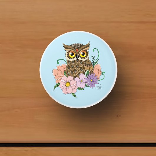 Frühlingspastel Blume Owl Keramikknauf