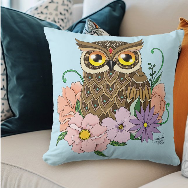 Frühlingspastel Blume Owl Kissen (Von Creator hochgeladen)