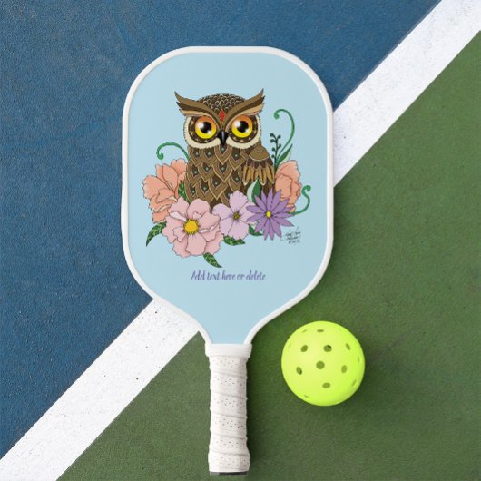 Frühlingspastel Blume Owl Pickleball Schläger