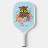 Frühlingspastel Blume Owl Pickleball Schläger (Rückseite)