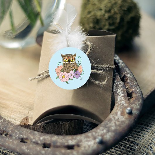 Frühlingspastel Blume Owl Runder Aufkleber