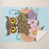Frühlingspastel Blume Owl Sherpadecke (Vorderseite (Horizontal))