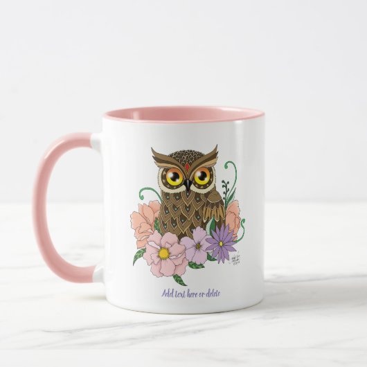 Frühlingspastel Blume Owl Tasse (Links)