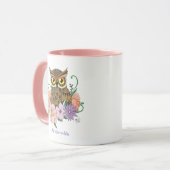 Frühlingspastel Blume Owl Tasse (Vorderseite Links)