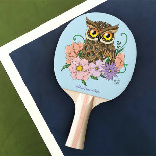 Frühlingspastel Blume Owl Tischtennis Schläger