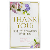 Frühlingspastel florale Hochzeit Pink & Gold Mittlere Geschenktüte (Vorderseite)