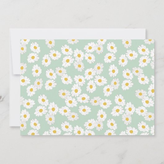 Frühlingspastel Sage Green Daisies Brunch Bubbly Einladung (Rückseite)