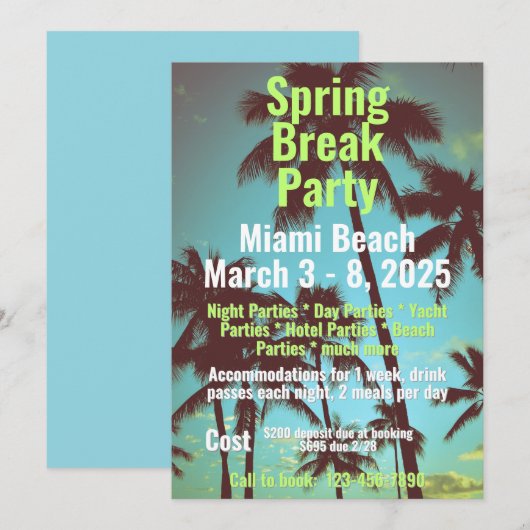 Frühlingspause Party Einladung (Vorne/Hinten)