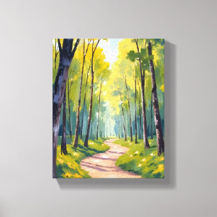 Frühlingspfad   Grüne Wald-Aquarell-Natur Leinwanddruck