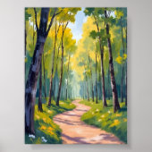 Frühlingspfad | Grüne Wald Wasserfarbe Natur Poster (Vorne)