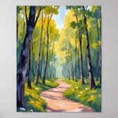 Frühlingspfad | Grüne Wald-Wasserfarben-Natur Poster (Vorne)