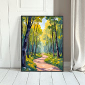 Frühlingspfad | Grüne Wald-Wasserfarben-Natur Poster